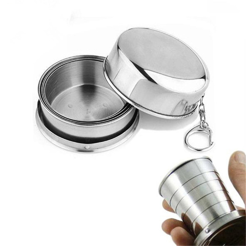 75 ML taza plegable de viaje al aire libre portátil de acero inoxidable retráctil copa para vino de Metal Mini de vidrio telescópicas doblado taza Gif ► Foto 1/6