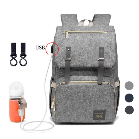 Bolsa de pañal de bebé de moda con USB, bolsa de pañales grande de maternidad para mamá, papá, portátil impermeable, mochila de viaje, bolsas para lactantes ► Foto 1/6