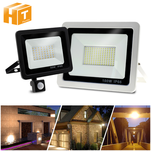 Reflector LED de 220V con Sensor de movimiento PIR, Reflector LED impermeable IP66, iluminación exterior de pared, blanco cálido ► Foto 1/6