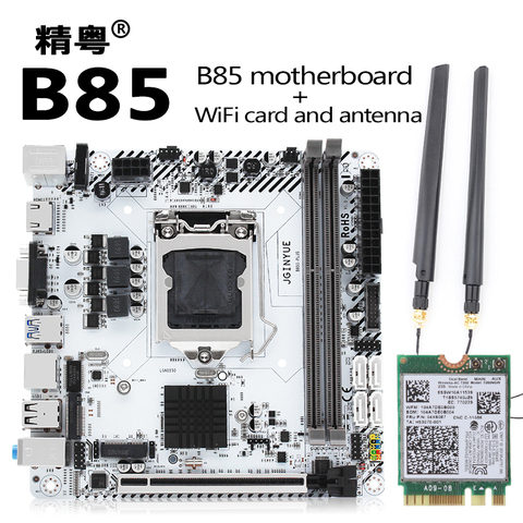 B85 placa base LGA 1150 soporte Pentium/Core/Xeon CPU DDR3 16G RAM M.2 NVMe con tarjeta wifi y placa base de antena B85I PLUS ► Foto 1/6