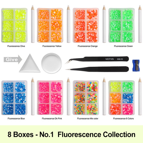 1000 unids/caja luminosa de SS6-20 uñas de tamaño mezclados arte de decoración Strass uña fluorescencia arte joyas accesorios DIy ► Foto 1/6