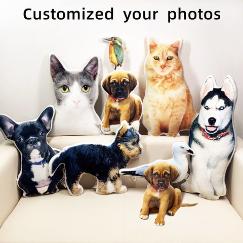Foto de personalización de perro juguetes de peluche, mascotas muñecas Animal relleno de almohada sofá coche creativo decorativo, regalo de cumpleaños ► Foto 1/6