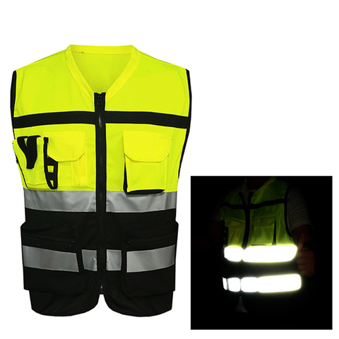 Deporte chaleco reflectante Chaleco con bandas seguridad de conducción chaqueta de seguridad visibilidad Workwea Gilet tráfico chaleco chaqueta de ciclismo ► Foto 1/6