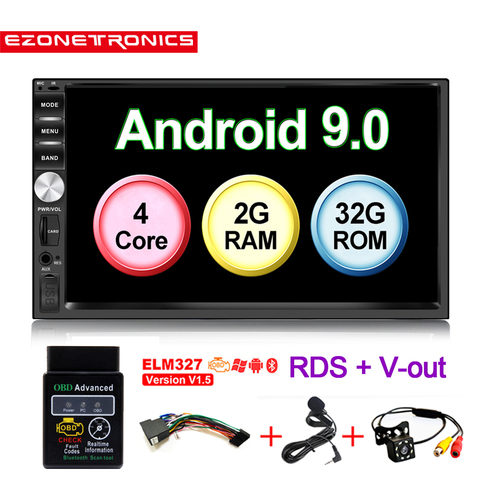 Radio con GPS para coche, reproductor Multimedia con Android 9, 7 pulgadas, Android 9, cuatro núcleos, 2 GB + 32 GB, Universal, 2DIN, SIN dvd, Audio estéreo, juegos de radios ► Foto 1/6