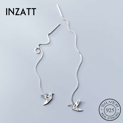 INZATT-pendientes de aro de grúa de circón para mujer, Plata de Ley 925 auténtica, joyería fina, accesorios minimalistas, regalo ► Foto 1/3