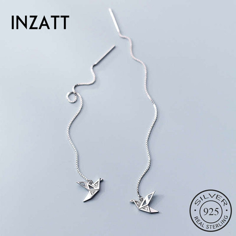 INZATT-pendientes de aro de grúa de circón para mujer, Plata de Ley 925 auténtica, joyería fina, accesorios minimalistas, regalo ► Foto 1/3