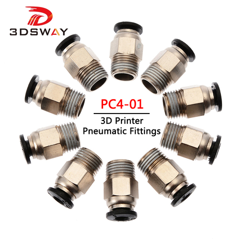 3DSWAY 5 unids/lote 3D piezas de la impresora PC4-01 conector rápido de neumático accesorios de conector 4*2 de PTFE para e3dv6 1,75mm ► Foto 1/6