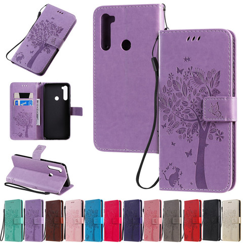 Funda de cuero con estampado 3D para Xiaomi Redmi Note 8T 8 7 6 5 Pro 4X K20, funda billetera para Redmi 7 8 8A 6Pro Go Tree en relieve ► Foto 1/6