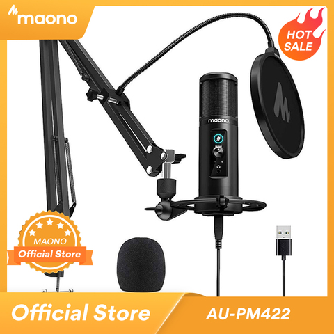 MAONO-micrófono profesional PM422 con USB, dispositivo condensador cardioide con botón de silencio táctil, control de latencia cero, 192KHZ/24 bits ► Foto 1/6