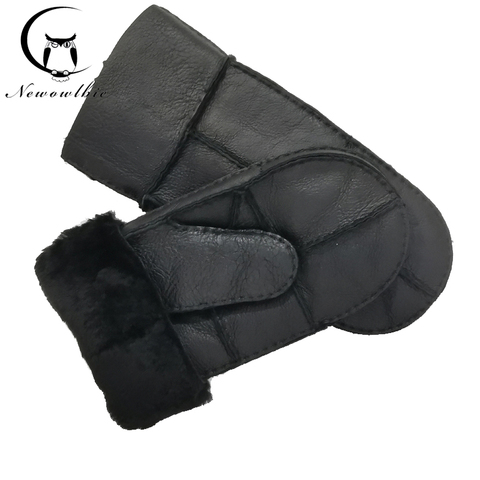 Guantes de trabajo hechos a mano para hombre, piel de oveja Natural, cálidos, gruesos, de lana, para invierno, 2022 ► Foto 1/5