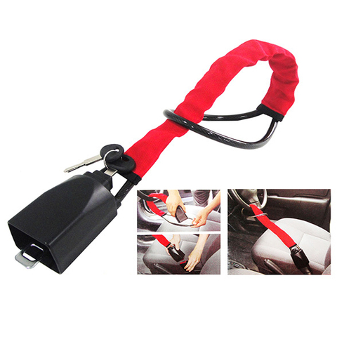 Cerradura Universal antirrobo de acero para volante de coche, para cinturón de seguridad, bloqueo antirrobo para coche, con 2 llaves, dispositivos de bloqueo ► Foto 1/6