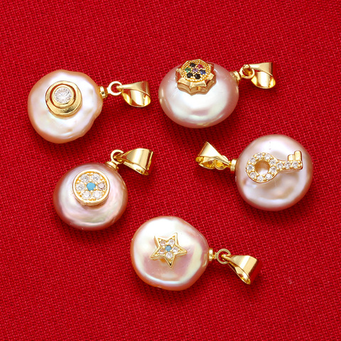 ZHUKOU-Colgante perla redonda y Octagonal de estrella para mujer, collar, pendientes, accesorios de joyería, modelo: VD604, 13x22mm ► Foto 1/6