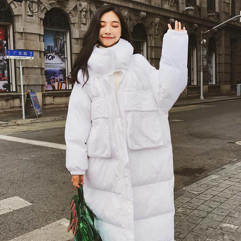 Abrigos largos de invierno para mujer, Parka de gran tamaño, chaquetas lisas Vintage para mujer, Parkas holgadas informales gruesas cálidas, prendas de vestir acolchadas de algodón ► Foto 1/6