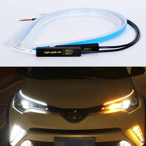 Tira de luces Led DRL para coche, señal de giro dinámica, 2 uds, superfino, para Toyota RAV4 2013-2022 2005 2016 2017 2022 ► Foto 1/6