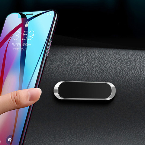 1 ud. Nuevo soporte magnético para teléfono de coche tablero de instrumentos soporte en forma de Mini tira para iPhone Samsung Xiaomi imán de Metal GPS montaje de coche para pared ► Foto 1/6