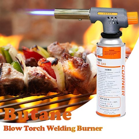 Butano soplete mechero de soldadura con diseño giratorio de 360 grados y bloqueo de seguridad para BBQ Creme Brulee herramienta rellenable ► Foto 1/6