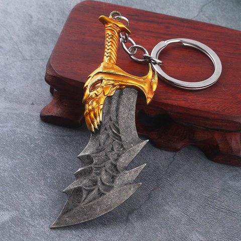 Nuevo juego God Of War 4 llaveros Kratos grande dorado espada colgante con diseño de cuchillo titular recuerdo llavero de coche para regalo para las mujeres de la joyería de los hombres ► Foto 1/6