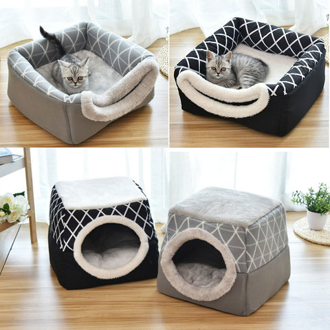 Cama para perros, gatos, cama blanda cama perrera casa cueva cama de saco para dormir Pad tienda mascotas invierno cálido y acogedor camas 2 tamaño L XL 2 colores ► Foto 1/6