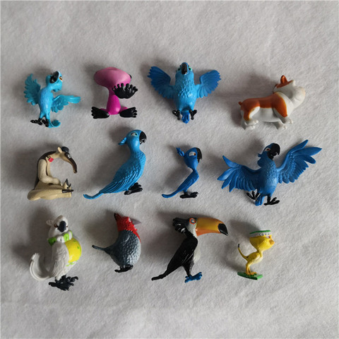 Figuras de acción de PVC para niños, Mini Rio, aventura, loro, amigos, pájaros, Juguete de colección de dibujos animados, modelo regalo, 12 unids/lote ► Foto 1/6