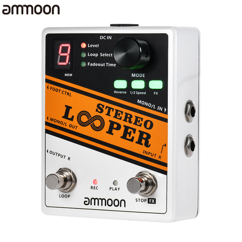 Ammoon POCK LOOP Looper guitarra efecto Pedal estéreo LOOPER guitarra Pedal soporta 1/2 y 2X velocidad reversa verdadera Bypass guitarra partes ► Foto 1/6