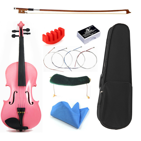 TONGLING-violín rosa para principiantes, violín de madera sólida de alta calidad, 4/4, conjunto completo de accesorios ► Foto 1/6