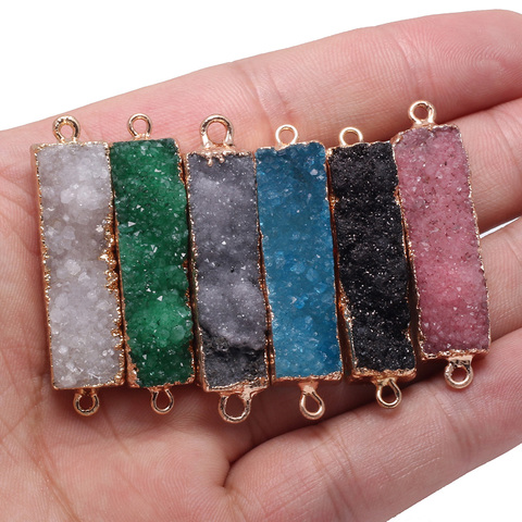 Colgante de cuarzo a la moda, rectángulo, piedra Natural, cristal, ágata, conector, Charms, Druzy, collar, pulsera, fabricación de joyas ► Foto 1/6