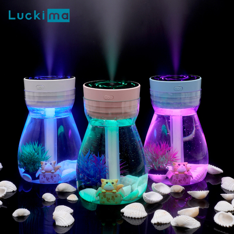 Humidificadores de aire ultrasónicos, difusor de aceites esenciales de paisaje con luz LED nocturna de 7 colores, Mini generador de niebla USB para oficina y hogar ► Foto 1/6