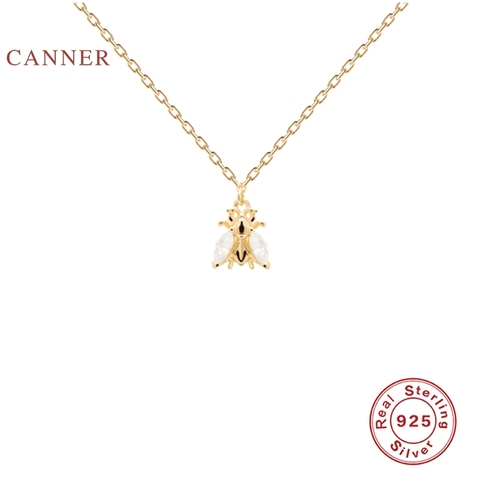 CANNER Ins-Collar de plata de ley 925 auténtica de abeja para mujer, joyería encantadora, cadena colgante de oro de 18K, Gargantilla, bisutería 2022 ► Foto 1/6