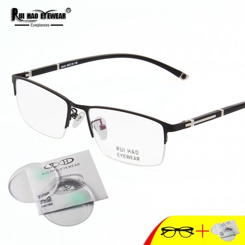 Gafas miopía con prescripción, lentes rectangulares de resina con montura de relleno, gafas de lectura graduales personalizadas, 3008 ► Foto 1/6