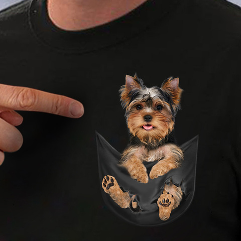 PLstar Cosmos-Camiseta con estampado de perro de bolsillo para hombre y mujer, camisetas divertidas de algodón negras, envío directo ► Foto 1/6