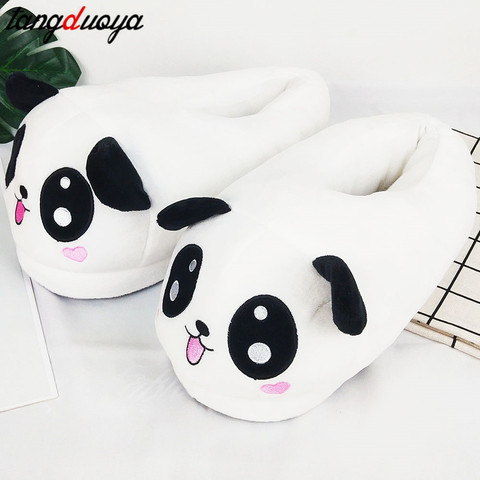 Zapatillas lindas de Panda para hombre y mujer, pantuflas cálidas para invierno, zapatos suaves y ligeros de dibujos animados para interiores y el hogar ► Foto 1/6