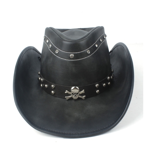 Sombrero de cuero de 100% para Hombre, Sombrero de Cowboy del oeste para caballero, papá, Jazz, gorras de Hombre, talla 58-59CM, 36 capas ► Foto 1/6