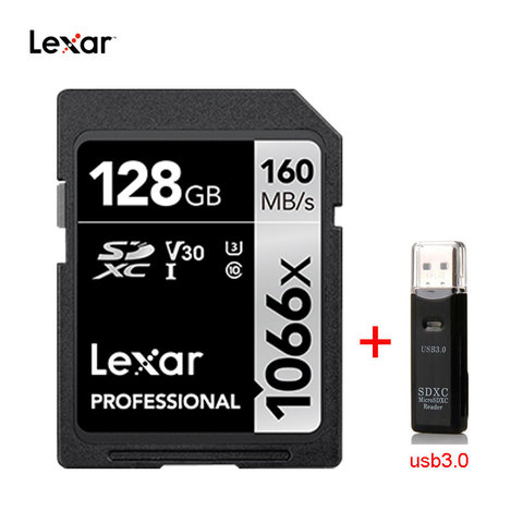 Lexar-tarjeta SD 1066X Original, memoria Flash de hasta 160 MB/s, 64GB, 128GB, 256GB, SDXC, UHS-I, U3, V30, para cámara Digital 3D 4K ► Foto 1/6