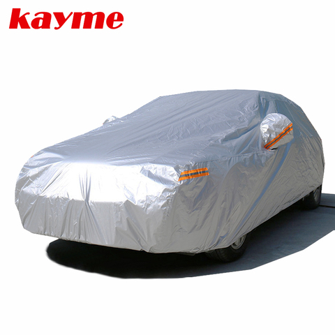 Kayme reflector cubierta de protección solar al aire libre para el coche portadas de coche a prueba de polvo lluvia nieve protectora suv sedán hatchback completo s ► Foto 1/6