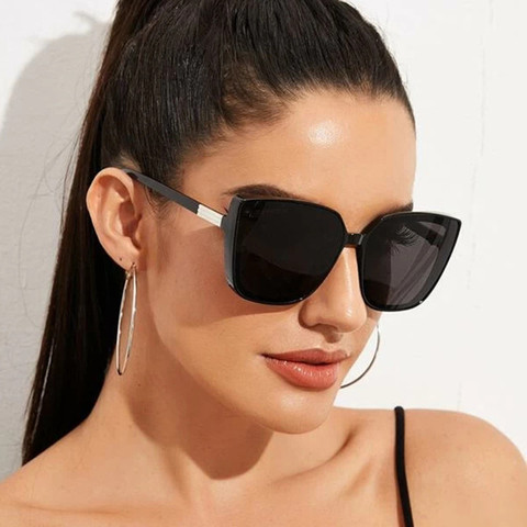 Gafas de sol de plástico con forma de ojo de gato para mujer, anteojos de sol femeninos de gran tamaño, de diseñador de marca, estilo Retro, con espejo, UV400 ► Foto 1/6