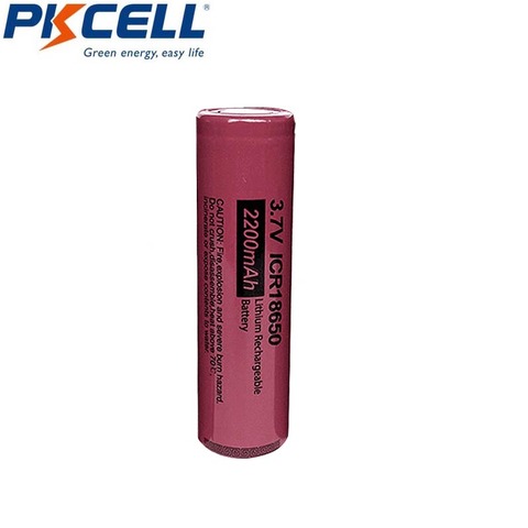 Batería de li-ion 18650 de la marca PKCELL, 3,7 v, 2200 mAh, ICR18650, baterías recargables de litio para linterna, paquete DIY de batería 18650 ► Foto 1/6
