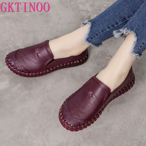 GKTINOO 2022 zapatos de mujer de moda mocasines de cuero genuino zapatos casuales de Mujer Zapatos blandos cómodos planos de mujer ► Foto 1/6