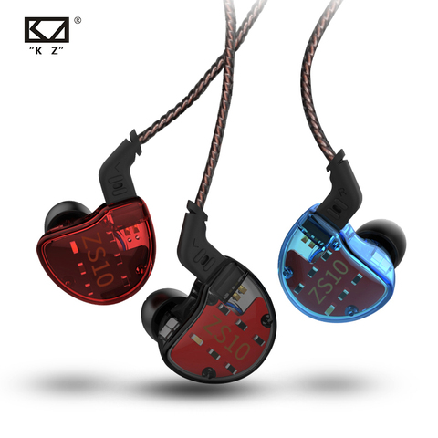 KZ ZS10-auriculares internos híbridos 4BA + 1 DD, auriculares con graves de alta fidelidad con Monitor de DJ, KZ ZS6 AS10 ZST ES4 ED16 BA10 ► Foto 1/6