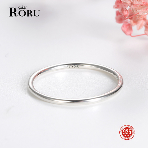 Anillo redondo minimalista de anillo 100% de plata esterlina 925 Real para mujer, joyería con personalidad, regalos del anillo ► Foto 1/5