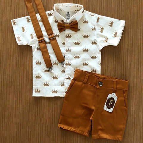 Ropa de verano para niños pequeños, camiseta de caballero, Tops, pantalones cortos, conjuntos de ropa informal, 2 uds., novedad de 2022 ► Foto 1/6