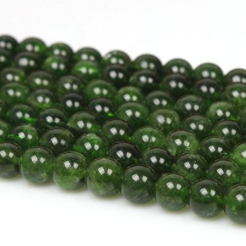 Diopside-perlas sueltas de piedras preciosas naturales, redondas, verdes, 6 y 8mm, para collar, pulsera, fabricación de joyas, hilo de 15 pulgadas ► Foto 1/4