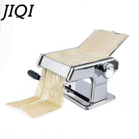 JIQI-Máquina Manual de prensado de Pasta de acero inoxidable, máquina de prensado de espaguetis hecha a mano, rodillo para colgar fideos, manivela Manual, cortador de masa ► Foto 1/5