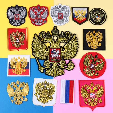 Parches con emblema nacional de la bandera nacional de Rusia, bordado de águila, Hierro en abrigo fino, accesorios de ropa para motorista ► Foto 1/6