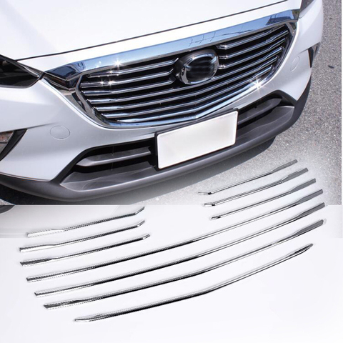10 piezas bisel accesorios de plata brillante para Mazda CX-3 CX3 2016, 2017 de 2022 estilo de coche frente a la parrilla de cubierta trim ► Foto 1/5