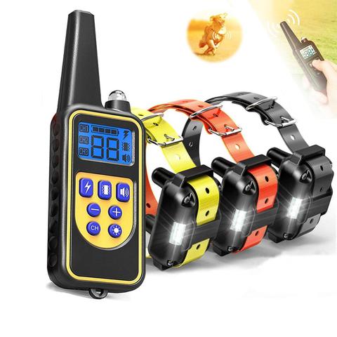 Dispositivo de entrenamiento de perros con control remoto, 1 unidad, 800m, LCD, Collar para mascotas, tope de ladridos, pitido, vibración, Collar, receptor de choque eléctrico a prueba de agua ► Foto 1/6