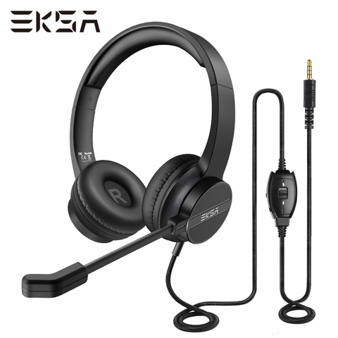 EKSA-auriculares H12 con cable y micrófono para PC/PS4/Xbox, cascos para videojuegos, centro de llamadas en el oído, 3,5mm, tráfico, ordenador ► Foto 1/6