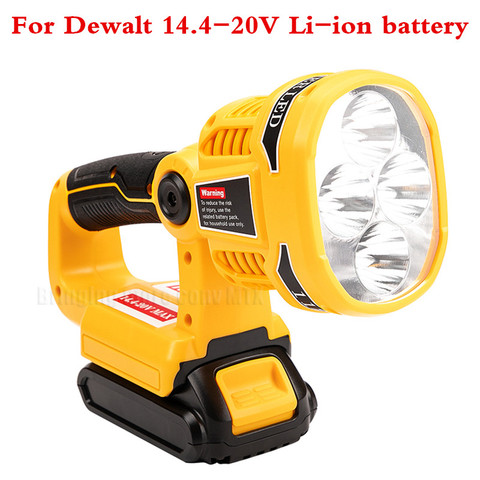 Foco de luz de advertencia LED, Lámpara de trabajo, linterna de mano para Dewalt, 14,4 V, 18V, 20V, batería de ion de litio DCB140 DCB180, 12W ► Foto 1/1