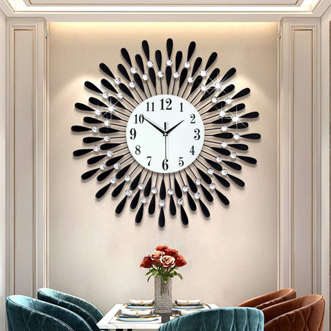 Reloj de pared silencioso de estilo moderno, cristal, sol, 38x38cm, nuevo producto de decoración de pared para sala de estar, oficina y hogar, 2022 ► Foto 1/5