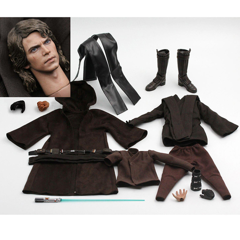 Figuras de acción a escala AT012 1/6 muñeco soldado Anakin, conjunto de ropa para niño, con modelo de talla de cabeza F 12 