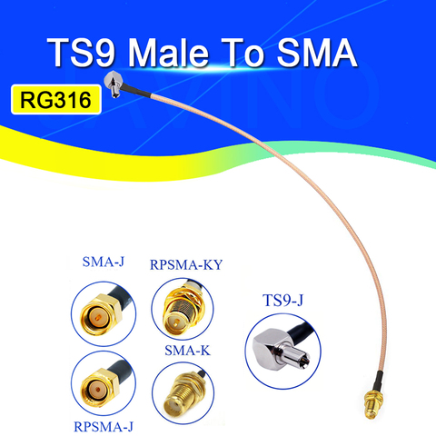 Javino SMA hembra a TS9 conector macho adaptador externo combinador divisor RF Pigtail Coaxial Cable para 3G 4G antenas RG316 ► Foto 1/6